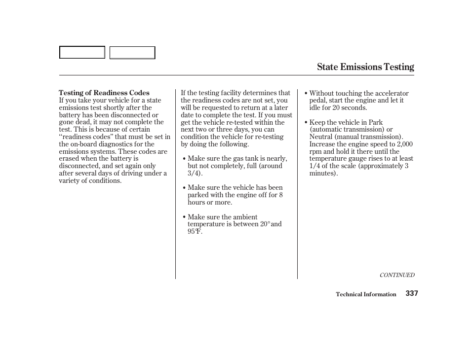 State emissions testing | HONDA 2001 Accord Coupe - Owner's Manual User Manual | Page 340 / 359