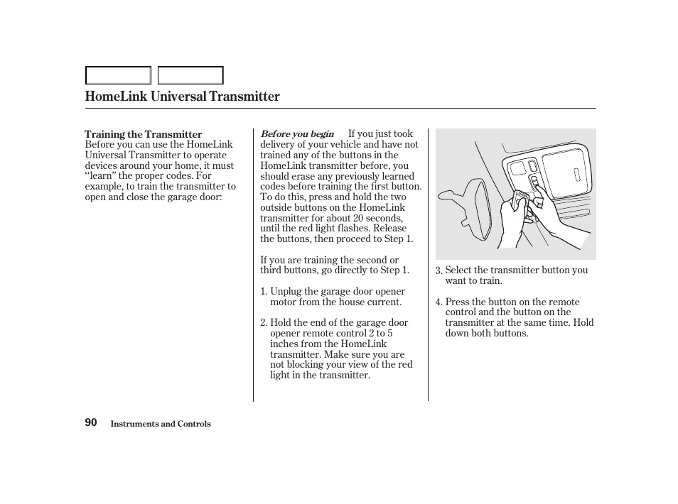 Homelink universal transmitter | HONDA 2001 Accord Coupe - Owner's Manual User Manual | Page 93 / 359