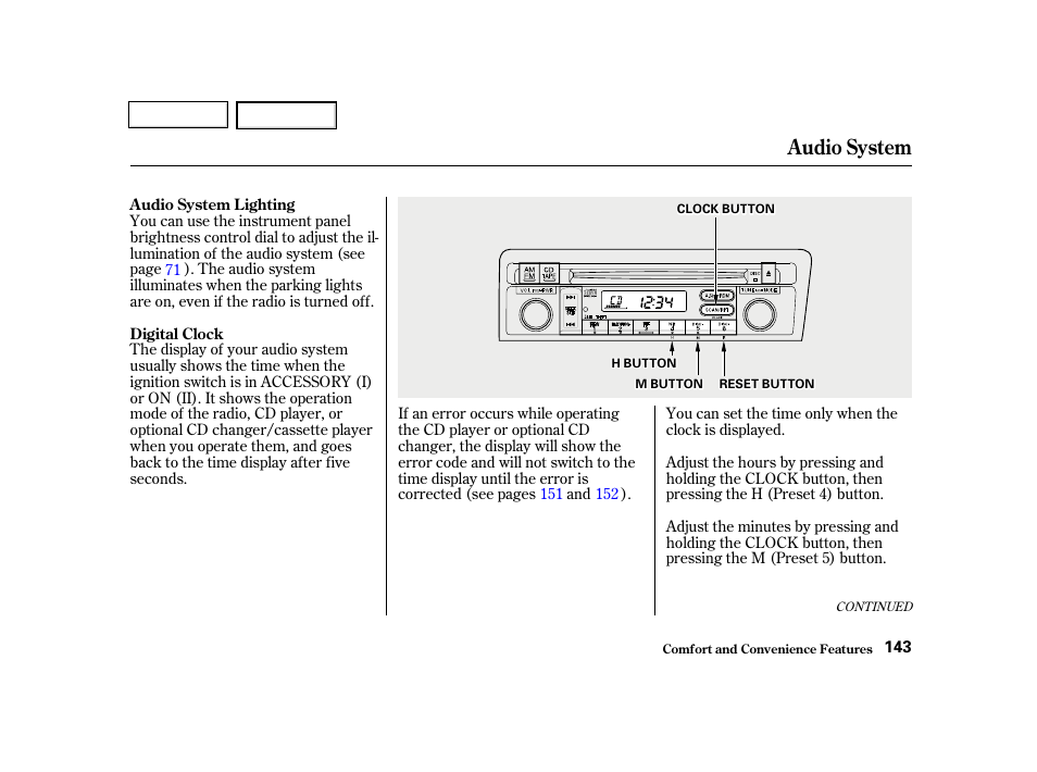 Audio system | HONDA 2001 Civic Sedan - Owner's Manual User Manual | Page 146 / 323