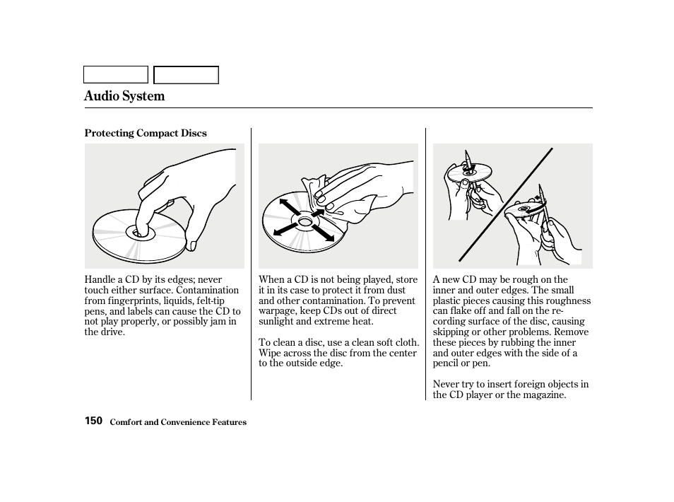 Audio system | HONDA 2001 Civic Sedan - Owner's Manual User Manual | Page 153 / 323