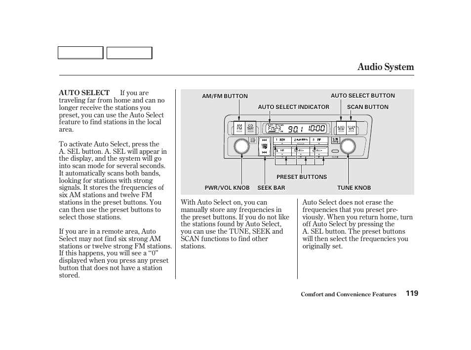 Audio system | HONDA 2001 Civic Coupe - Owner's Manual User Manual | Page 122 / 325