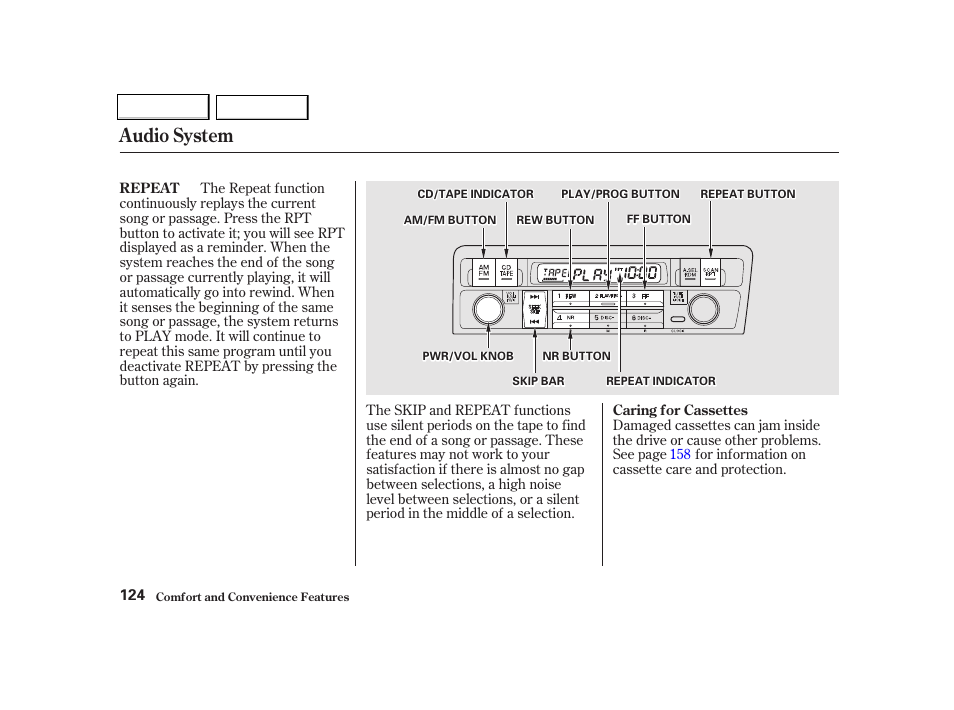 Audio system | HONDA 2001 Civic Coupe - Owner's Manual User Manual | Page 127 / 325