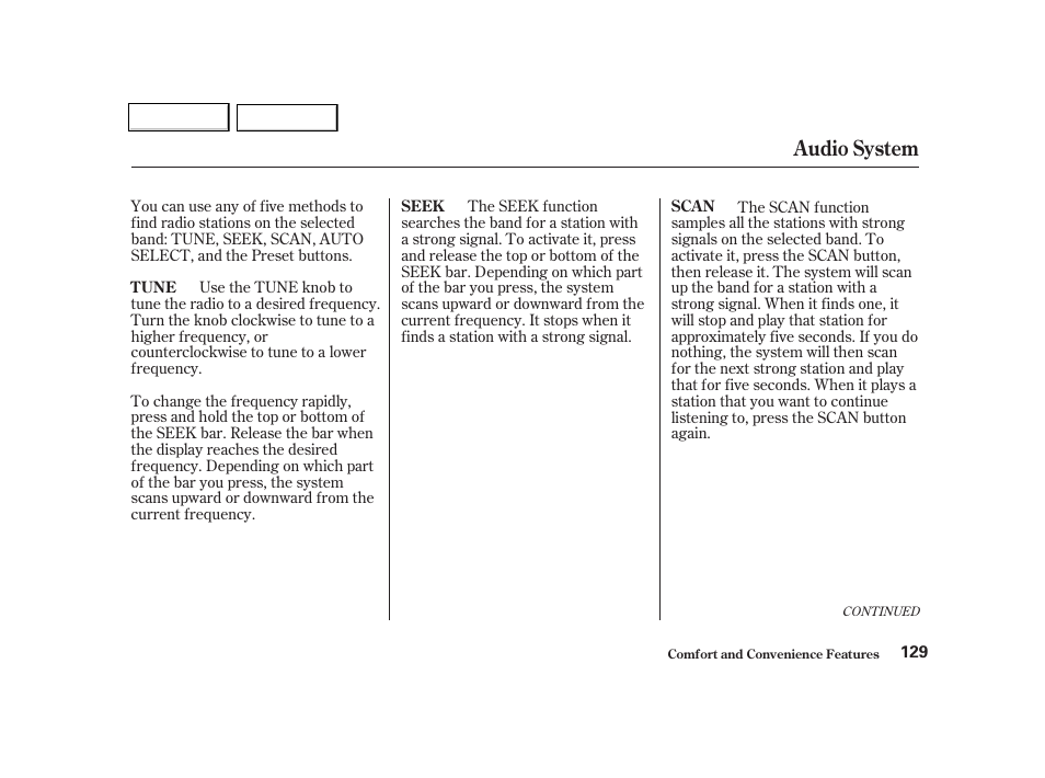 Audio system | HONDA 2001 Civic Coupe - Owner's Manual User Manual | Page 132 / 325