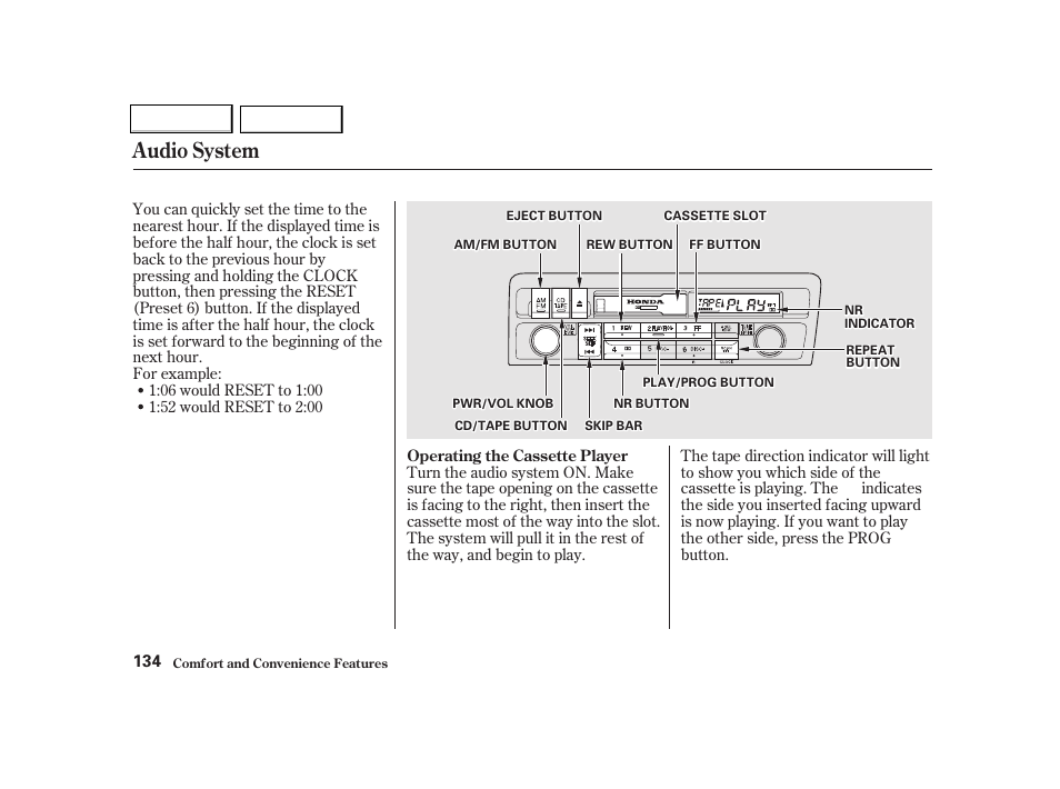 Audio system | HONDA 2001 Civic Coupe - Owner's Manual User Manual | Page 137 / 325