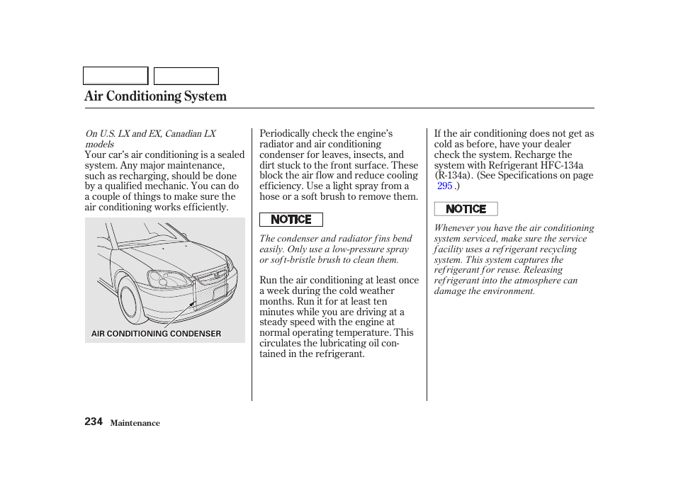 Air conditioning system | HONDA 2001 Civic Coupe - Owner's Manual User Manual | Page 237 / 325