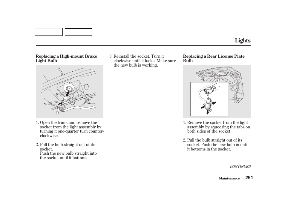 Lights | HONDA 2001 Civic Coupe - Owner's Manual User Manual | Page 254 / 325