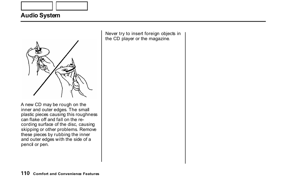 Audio system | HONDA 2001 S2000 - Owner's Manual User Manual | Page 113 / 276