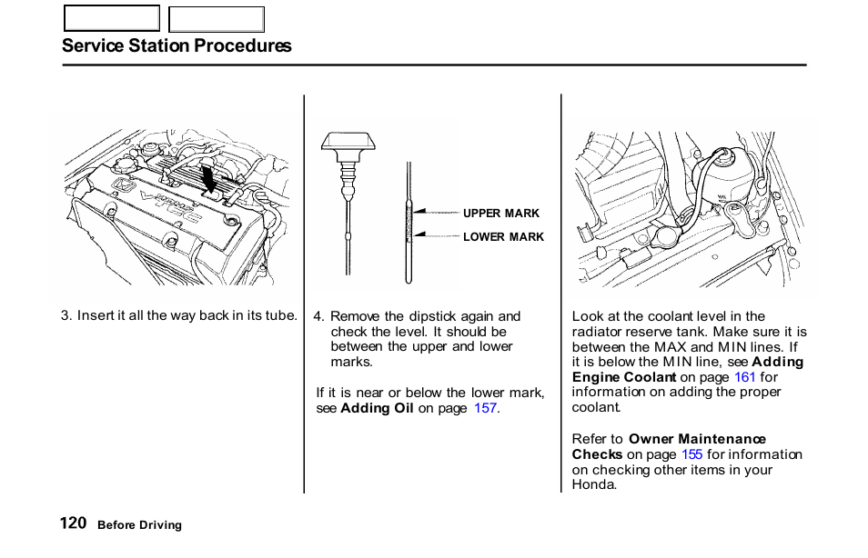 Service station procedures | HONDA 2001 S2000 - Owner's Manual User Manual | Page 123 / 276