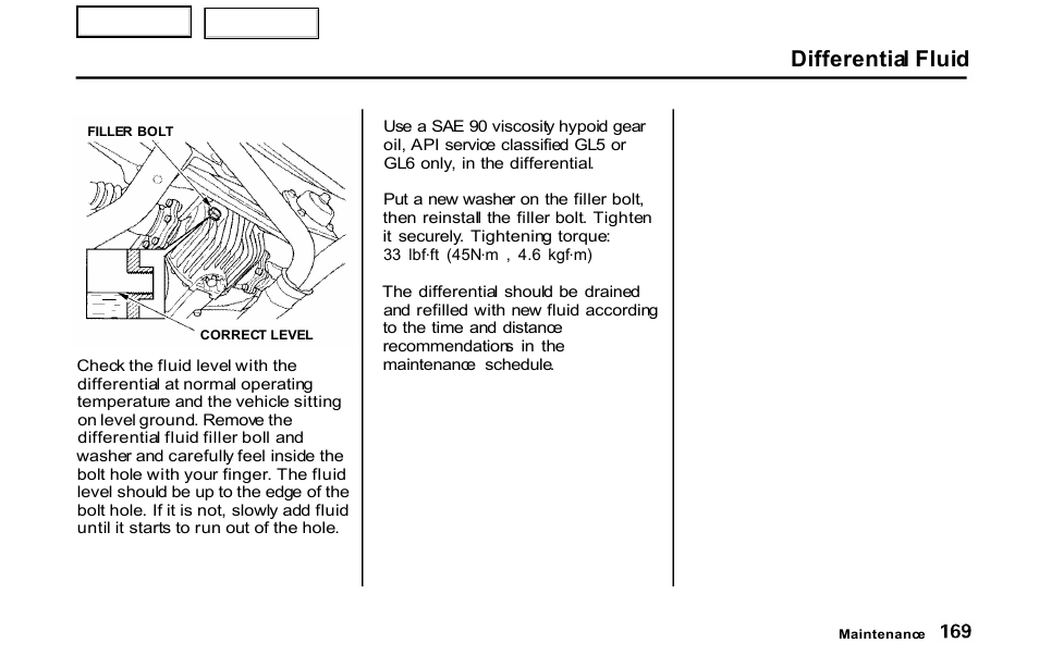 Differential fluid | HONDA 2001 S2000 - Owner's Manual User Manual | Page 172 / 276