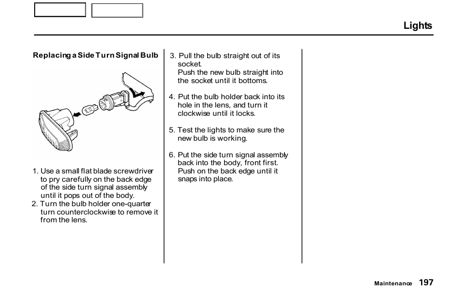 Lights | HONDA 2001 S2000 - Owner's Manual User Manual | Page 200 / 276