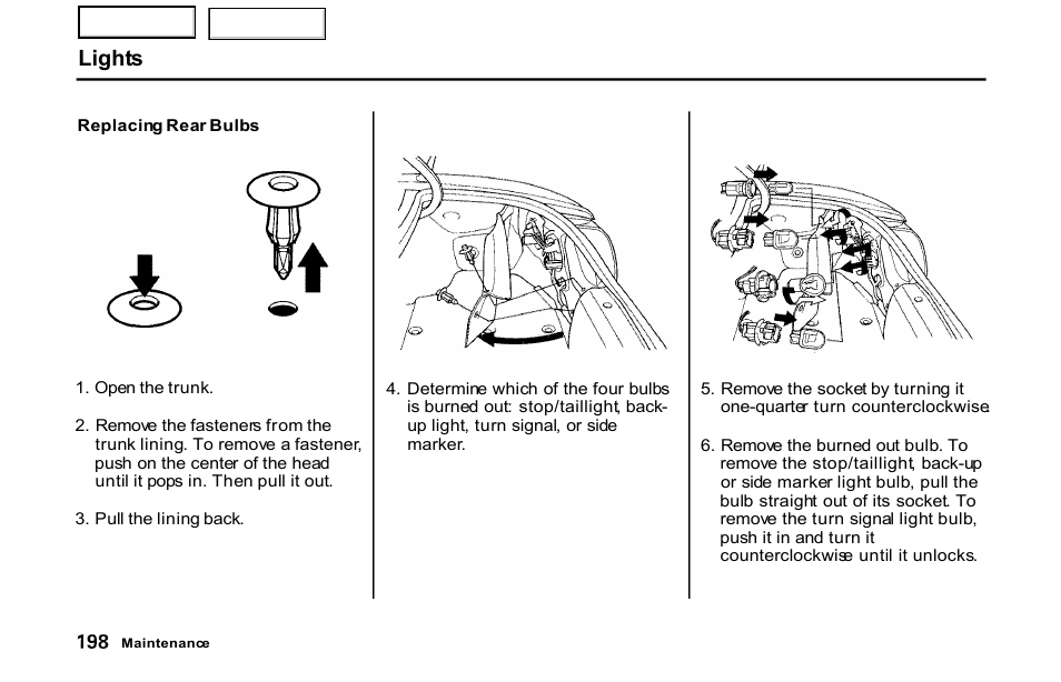 Lights | HONDA 2001 S2000 - Owner's Manual User Manual | Page 201 / 276