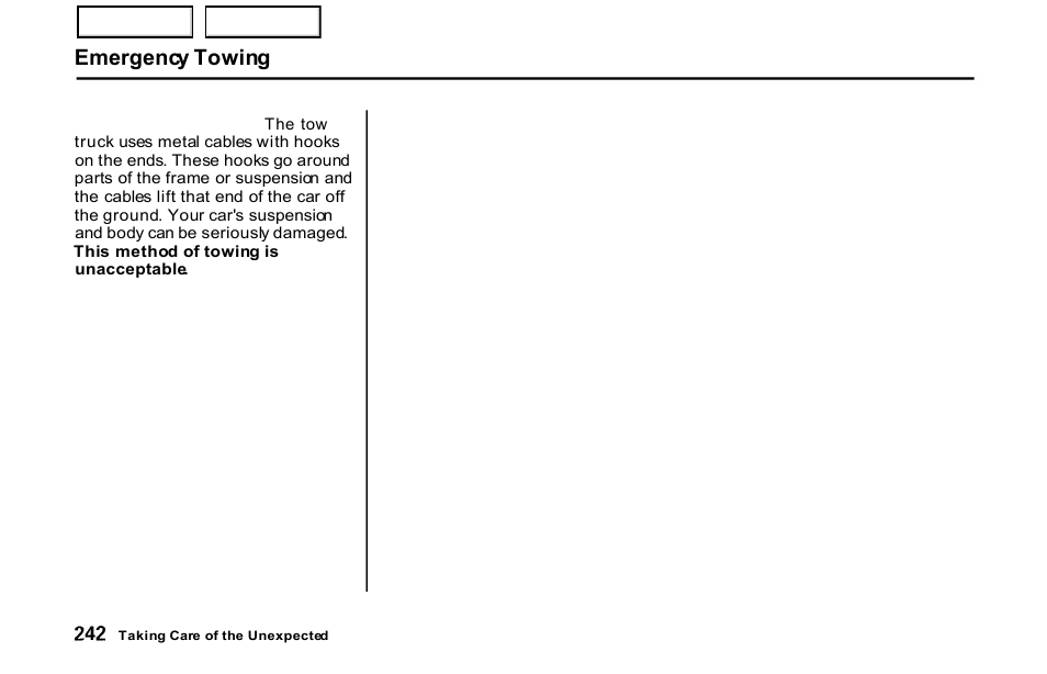 Emergency towing | HONDA 2001 S2000 - Owner's Manual User Manual | Page 245 / 276