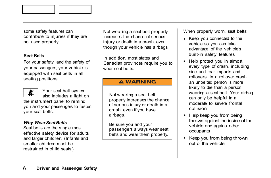 HONDA 2001 Passport - Owner's Manual User Manual | Page 10 / 317