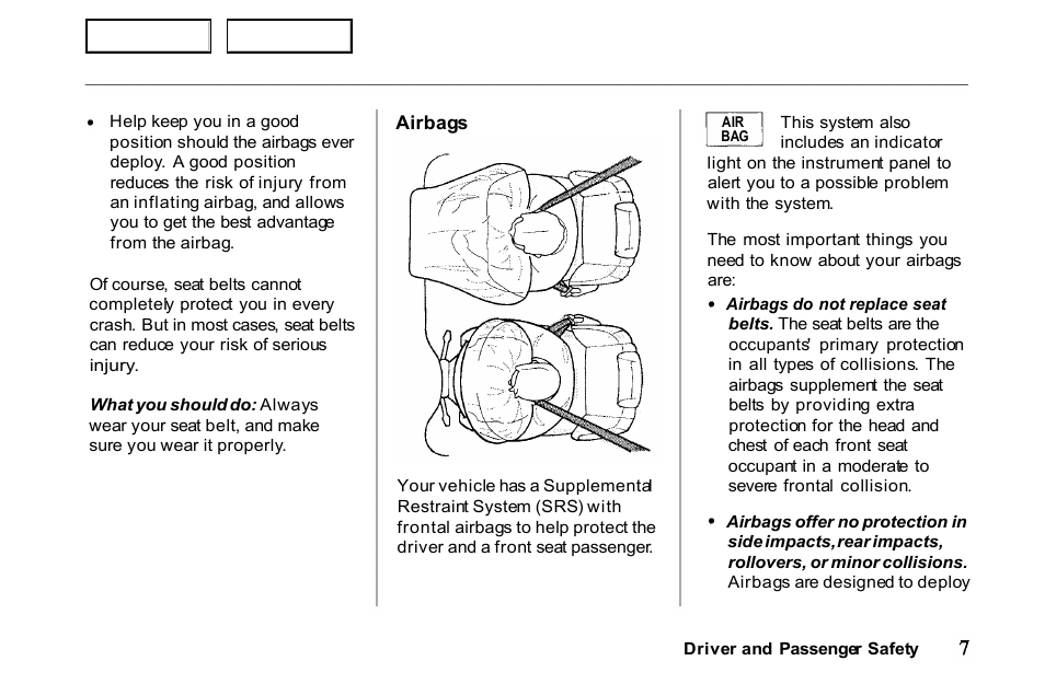 HONDA 2001 Passport - Owner's Manual User Manual | Page 11 / 317