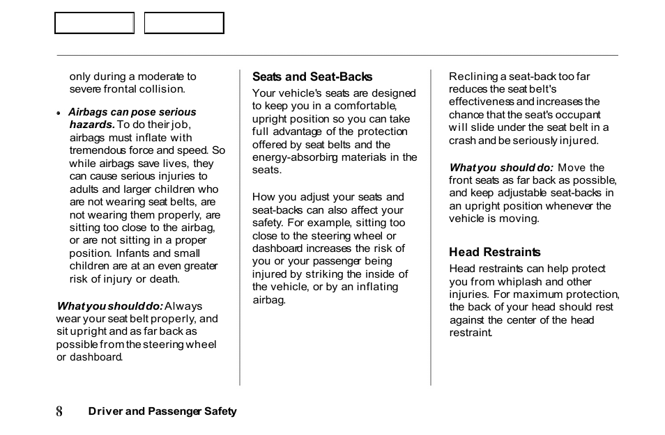 HONDA 2001 Passport - Owner's Manual User Manual | Page 12 / 317