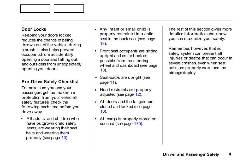 HONDA 2001 Passport - Owner's Manual User Manual | Page 13 / 317