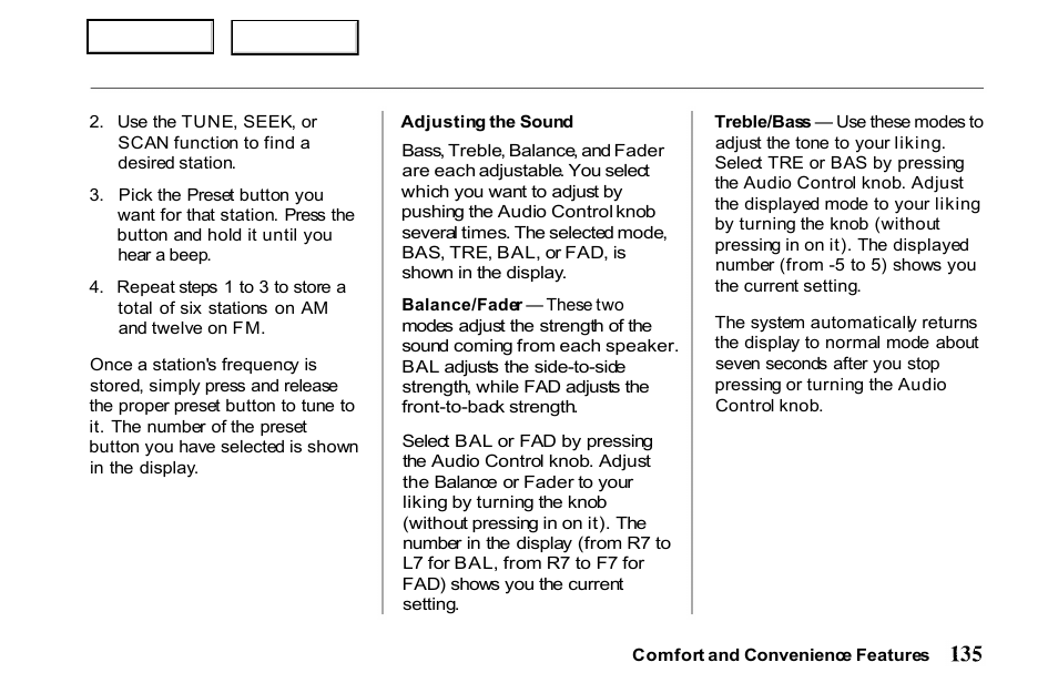 HONDA 2001 Passport - Owner's Manual User Manual | Page 139 / 317