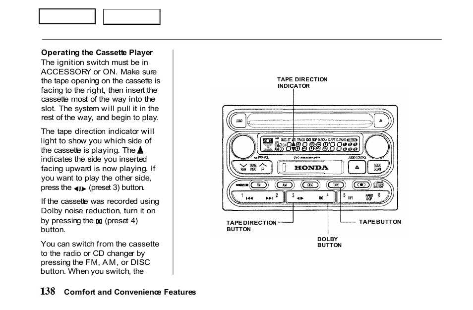 HONDA 2001 Passport - Owner's Manual User Manual | Page 142 / 317