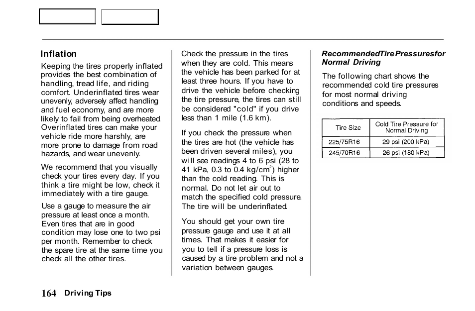 HONDA 2001 Passport - Owner's Manual User Manual | Page 168 / 317