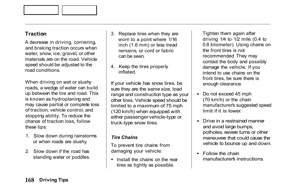 HONDA 2001 Passport - Owner's Manual User Manual | Page 172 / 317
