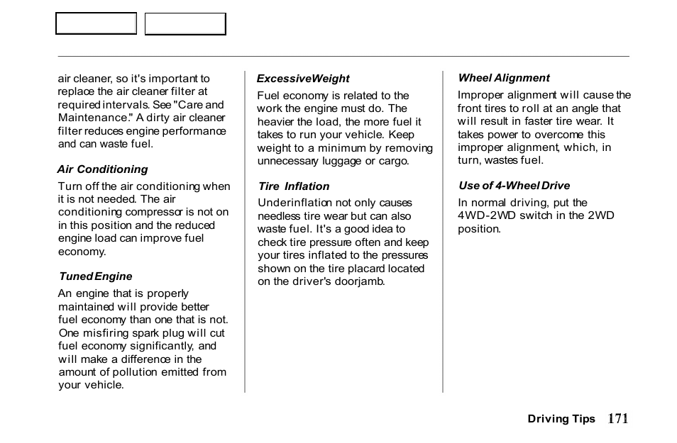 HONDA 2001 Passport - Owner's Manual User Manual | Page 175 / 317
