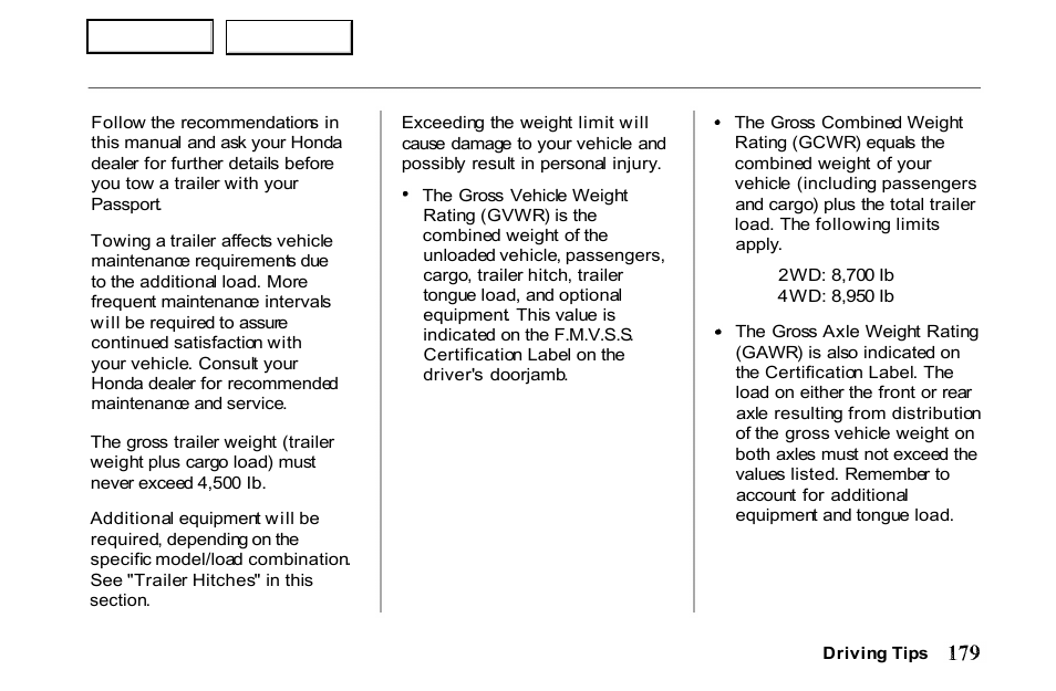 HONDA 2001 Passport - Owner's Manual User Manual | Page 183 / 317