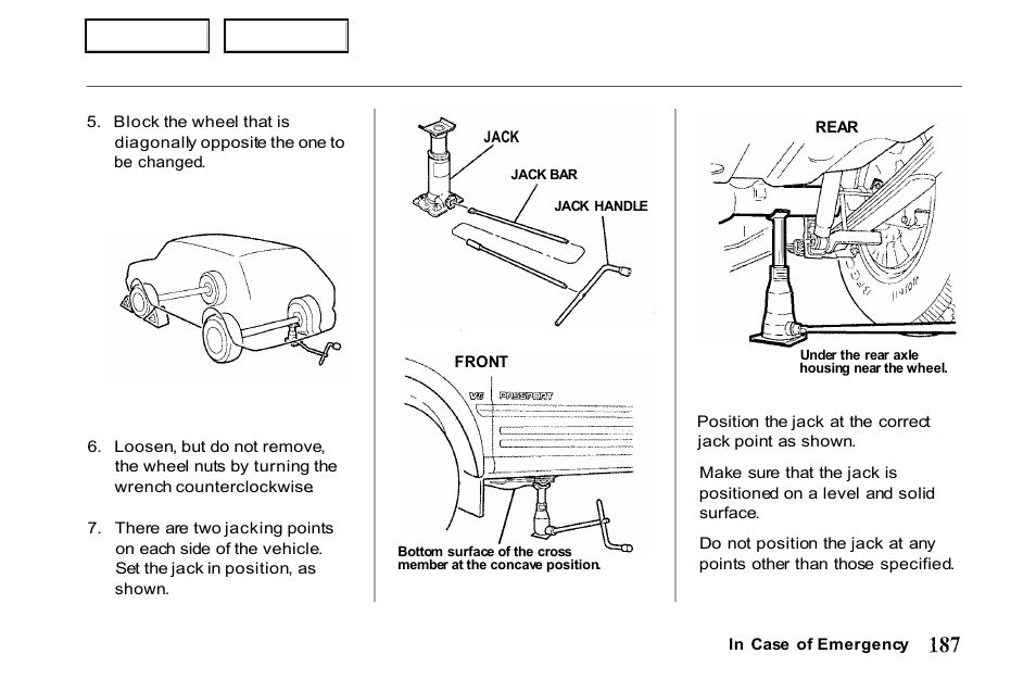 HONDA 2001 Passport - Owner's Manual User Manual | Page 191 / 317