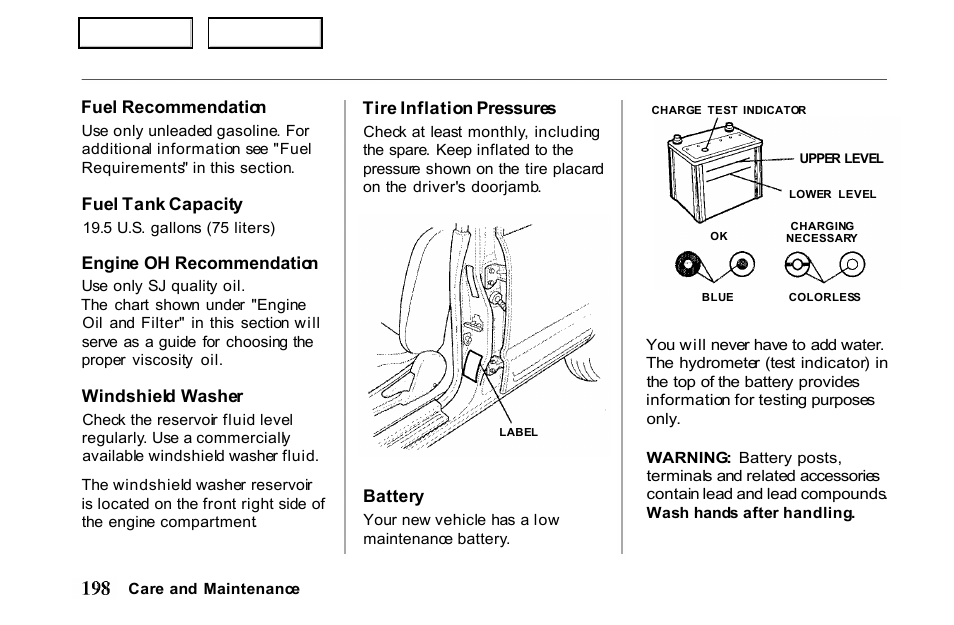 HONDA 2001 Passport - Owner's Manual User Manual | Page 202 / 317