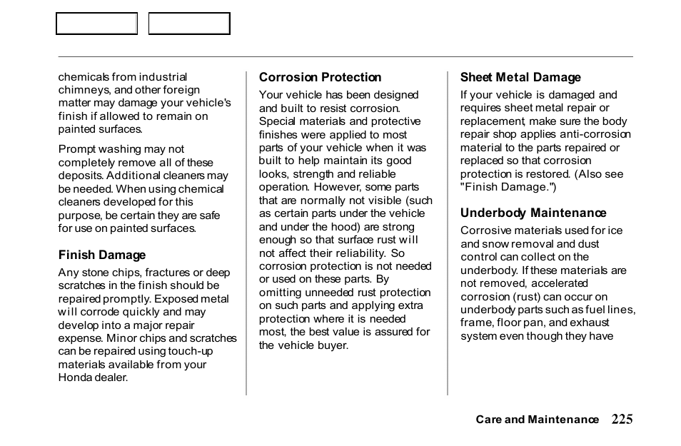 HONDA 2001 Passport - Owner's Manual User Manual | Page 229 / 317