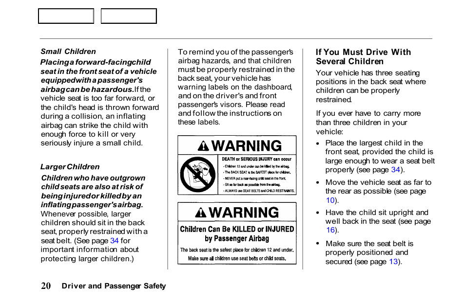 HONDA 2001 Passport - Owner's Manual User Manual | Page 24 / 317