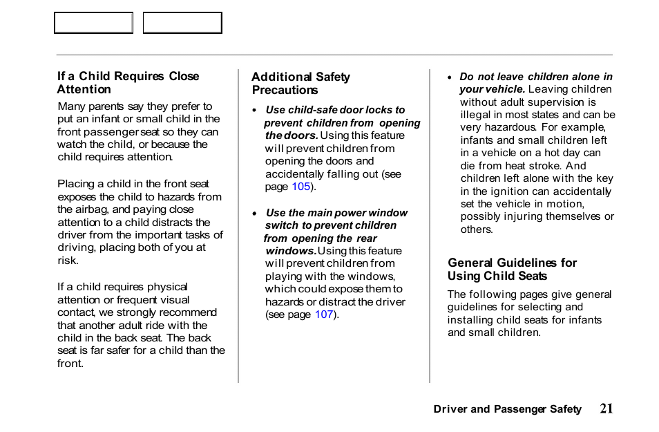 HONDA 2001 Passport - Owner's Manual User Manual | Page 25 / 317