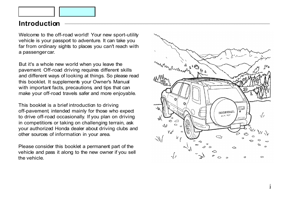 Introduction | HONDA 2001 Passport - Owner's Manual User Manual | Page 272 / 317