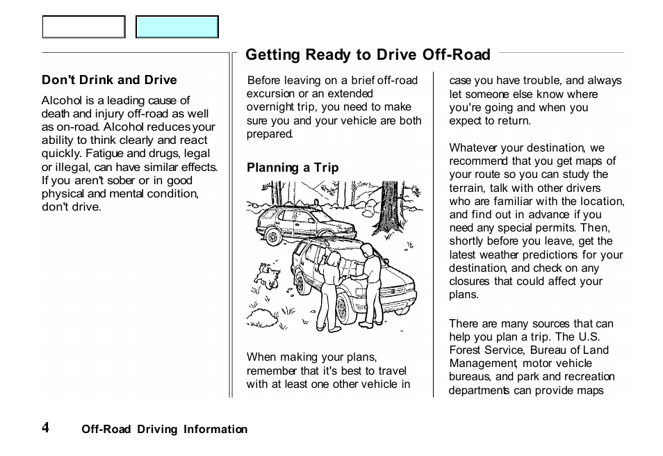Getting ready to drive off-road | HONDA 2001 Passport - Owner's Manual User Manual | Page 275 / 317