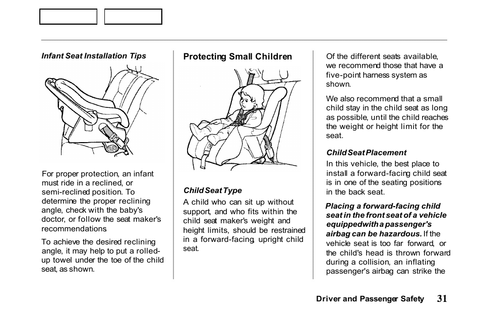 HONDA 2001 Passport - Owner's Manual User Manual | Page 35 / 317