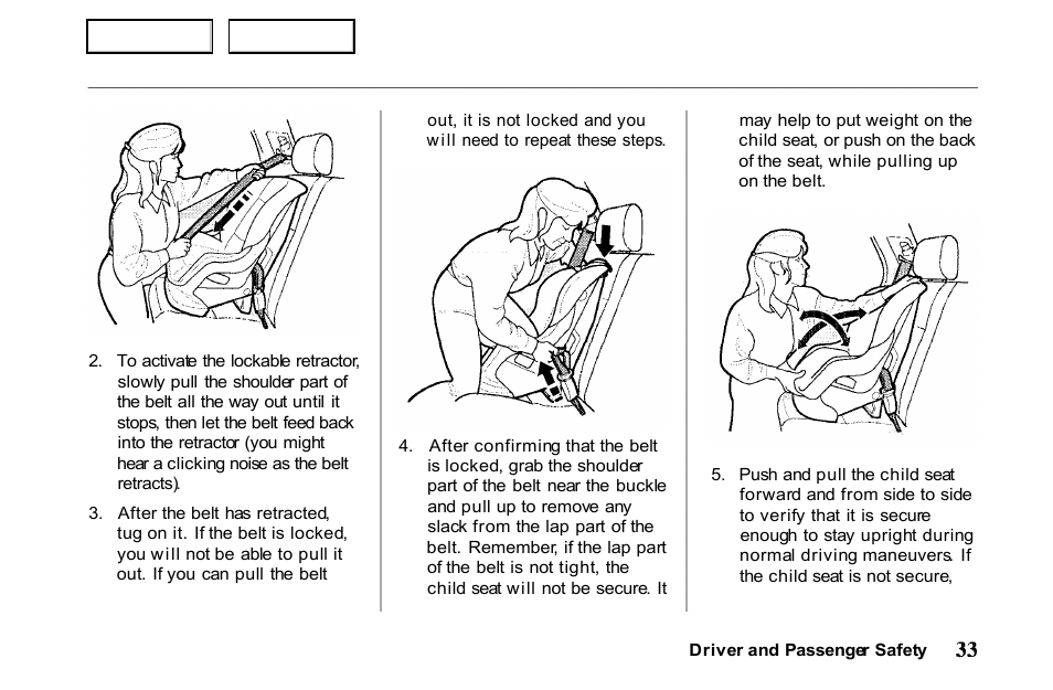 HONDA 2001 Passport - Owner's Manual User Manual | Page 37 / 317