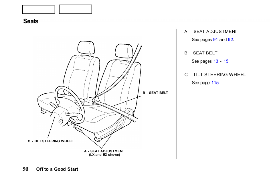 Seats | HONDA 2001 Passport - Owner's Manual User Manual | Page 54 / 317