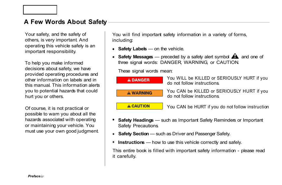 A few words about safety | HONDA 2001 Passport - Owner's Manual User Manual | Page 6 / 317