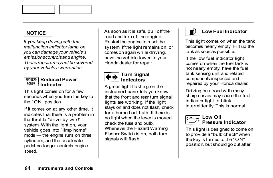 HONDA 2001 Passport - Owner's Manual User Manual | Page 68 / 317