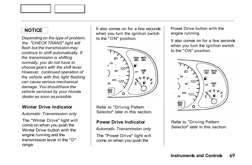 HONDA 2001 Passport - Owner's Manual User Manual | Page 73 / 317