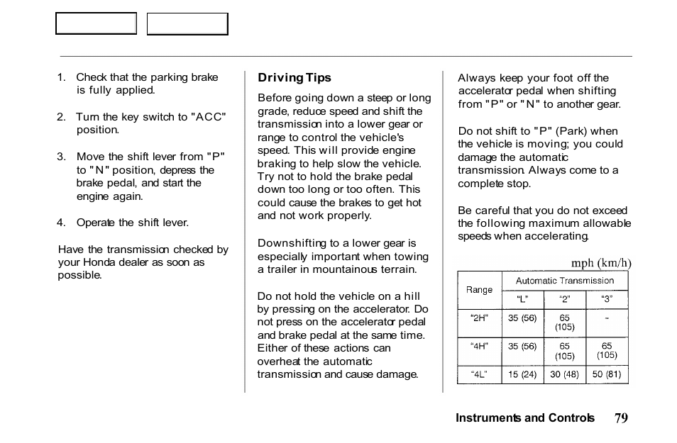 HONDA 2001 Passport - Owner's Manual User Manual | Page 83 / 317