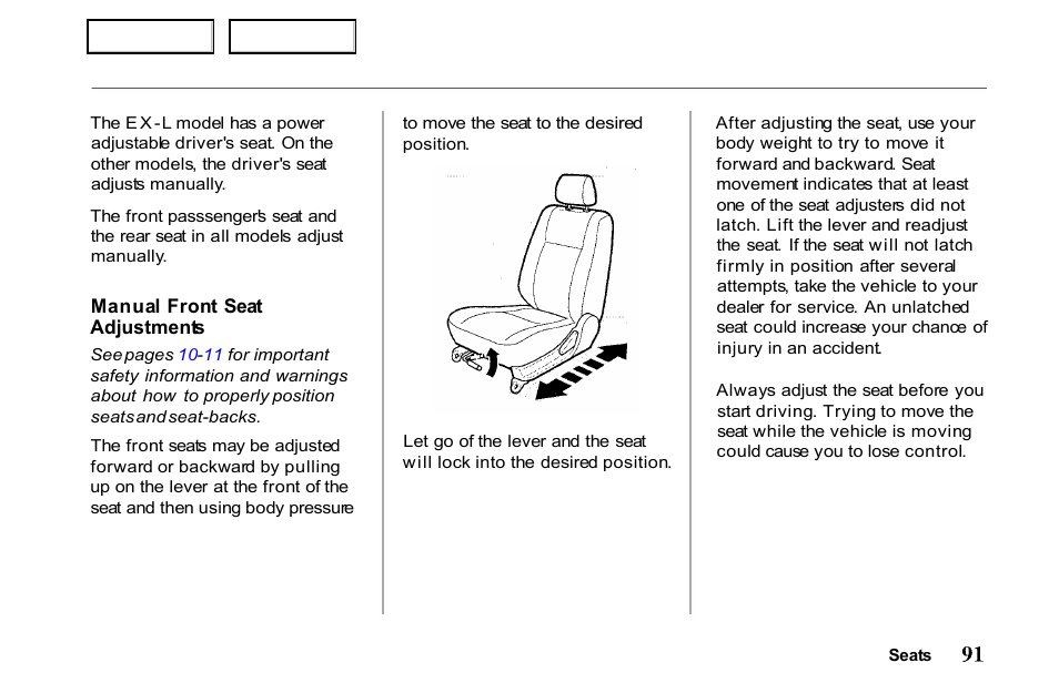 HONDA 2001 Passport - Owner's Manual User Manual | Page 95 / 317