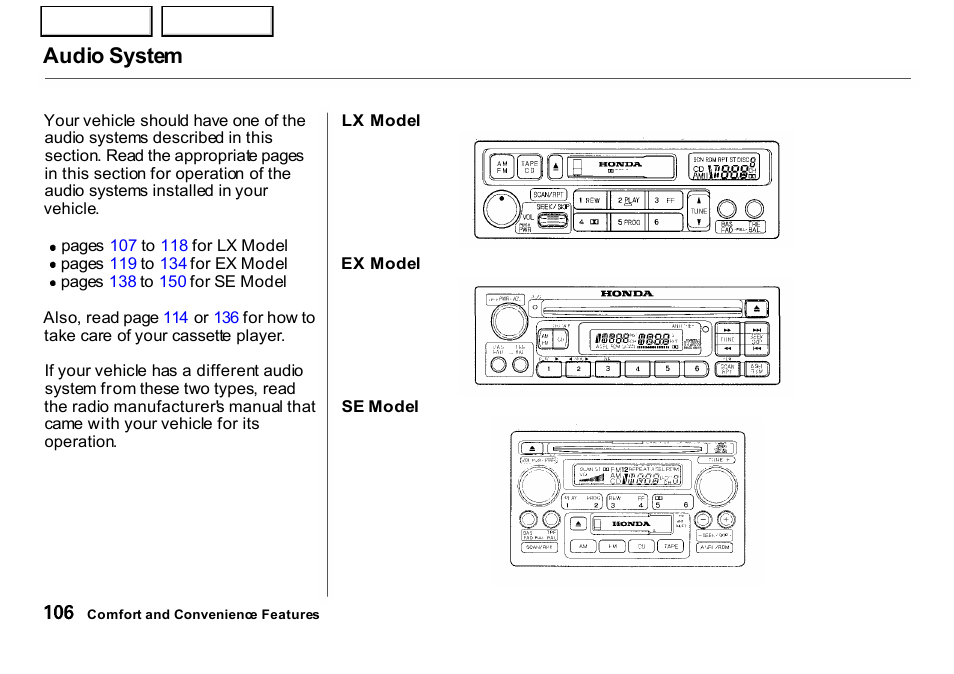 Audio system | HONDA 2001 CR-V - Owner's Manual User Manual | Page 110 / 326