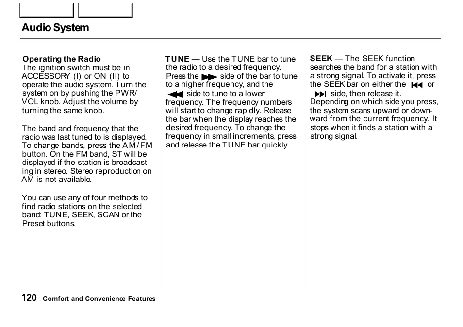 Audio system | HONDA 2001 CR-V - Owner's Manual User Manual | Page 124 / 326