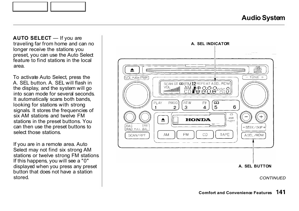 Audio system | HONDA 2001 CR-V - Owner's Manual User Manual | Page 145 / 326