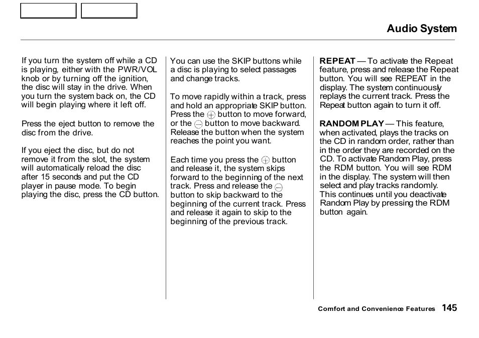 Audio system | HONDA 2001 CR-V - Owner's Manual User Manual | Page 149 / 326