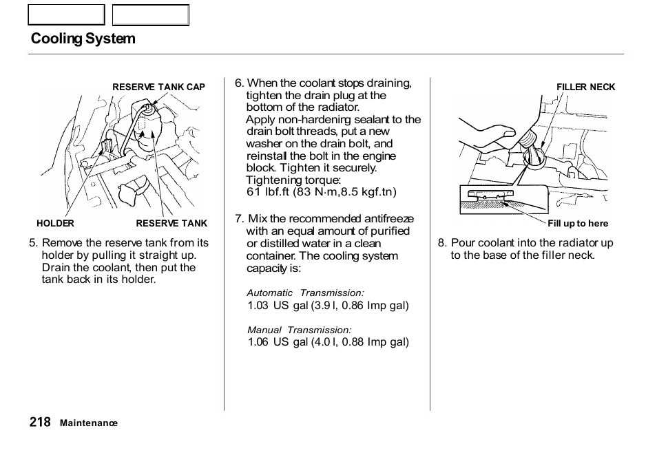 Cooling system | HONDA 2001 CR-V - Owner's Manual User Manual | Page 222 / 326