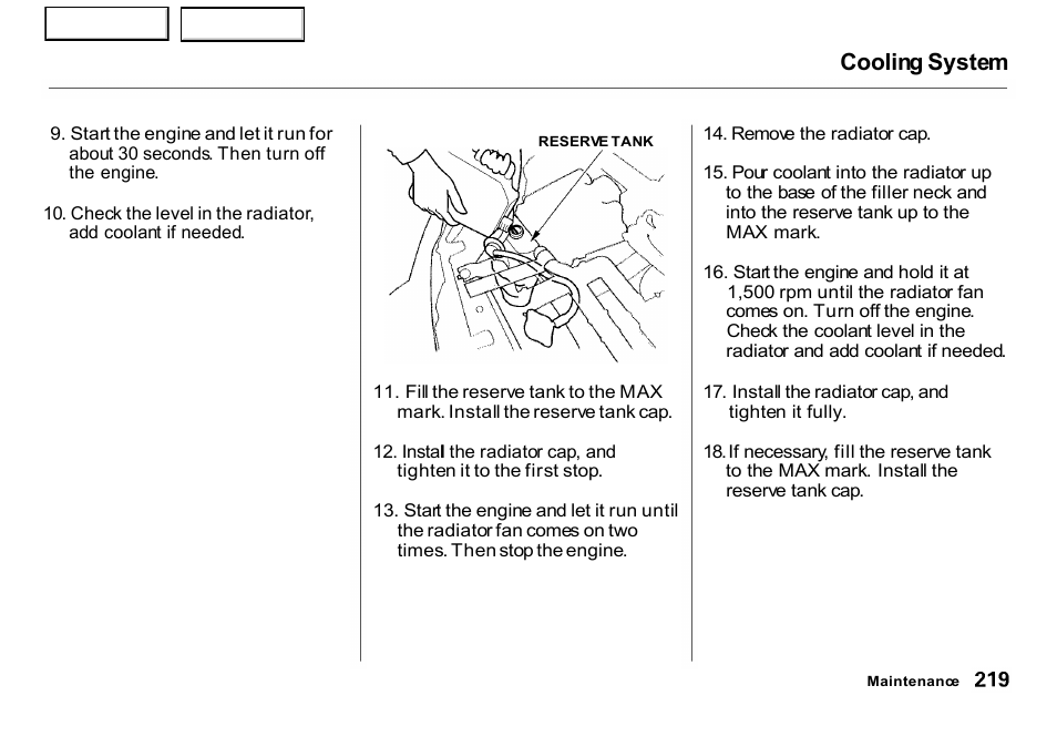 Cooling system | HONDA 2001 CR-V - Owner's Manual User Manual | Page 223 / 326