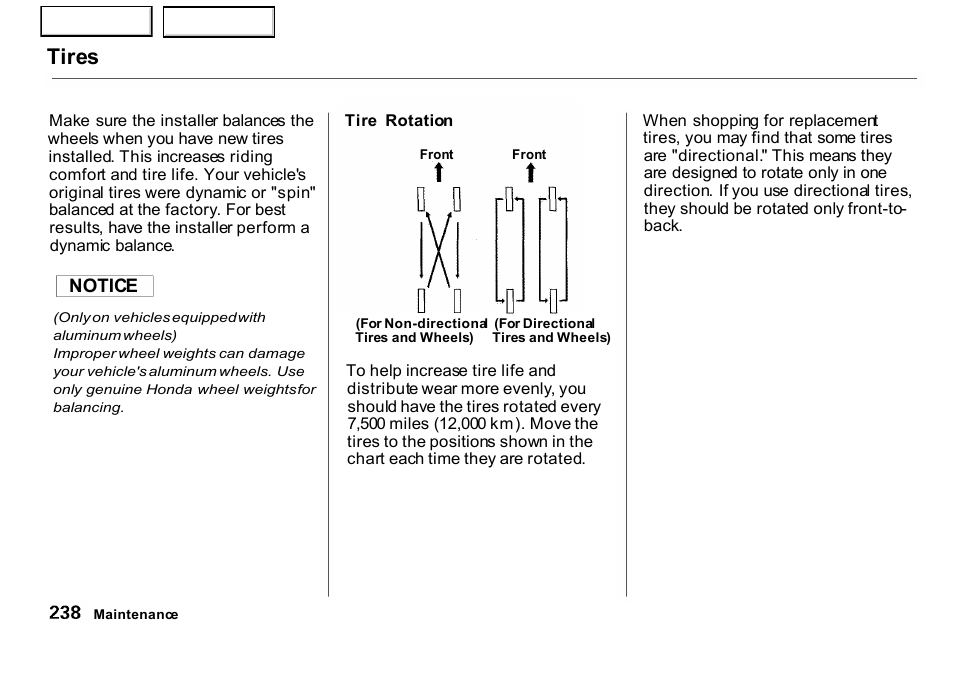 Tires | HONDA 2001 CR-V - Owner's Manual User Manual | Page 242 / 326