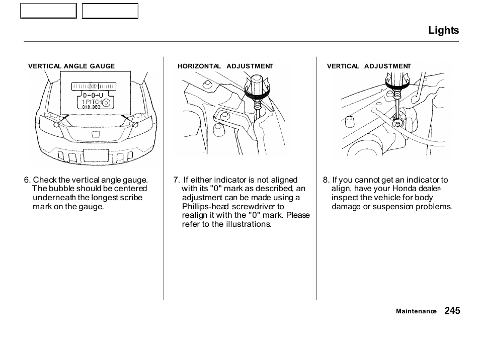 Lights | HONDA 2001 CR-V - Owner's Manual User Manual | Page 249 / 326