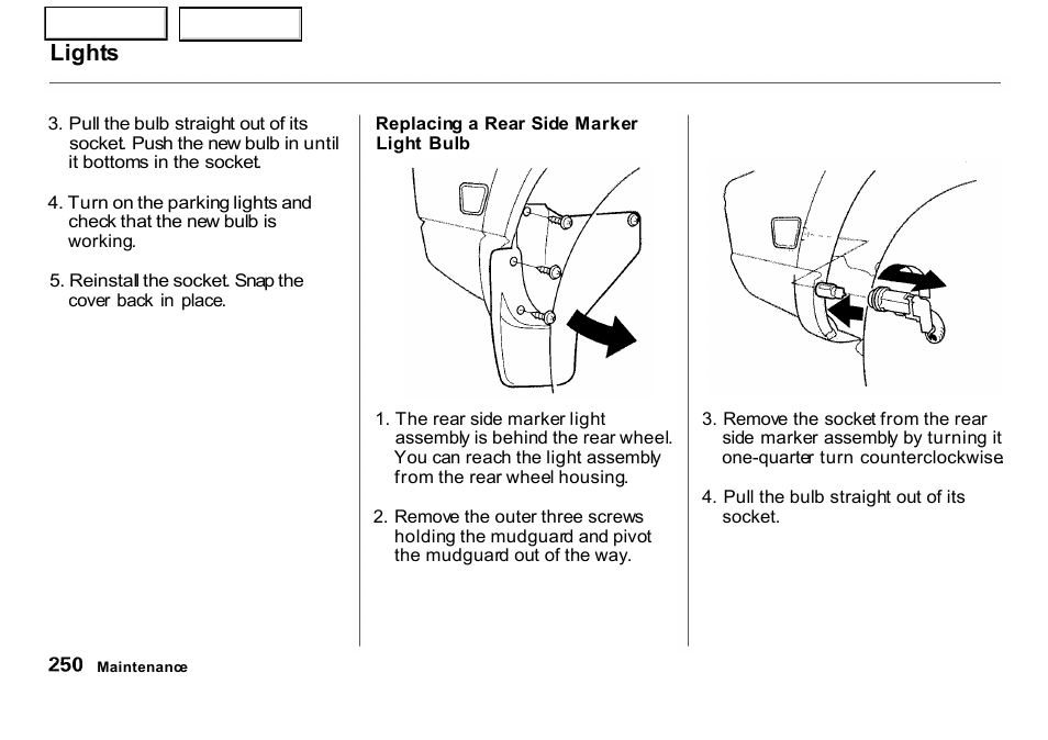 Lights | HONDA 2001 CR-V - Owner's Manual User Manual | Page 254 / 326